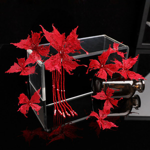Nuevo Diseño Original 2026, Hecho a Mano, Accesorio para el Cabello de Alta Gama con Borla de Mariposa Roja Elegante para Novias - Product Image 2