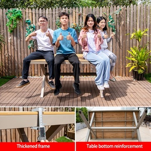 Offre spéciale Table <span class=keywords><strong>de</strong></span> table d'extérieur en <span class=keywords><strong>bois</strong></span> plastique Mobilier en <span class=keywords><strong>aluminium</strong></span> Ensemble hôtel villa patio arrière-cour table à manger et chaises - Product Image 6