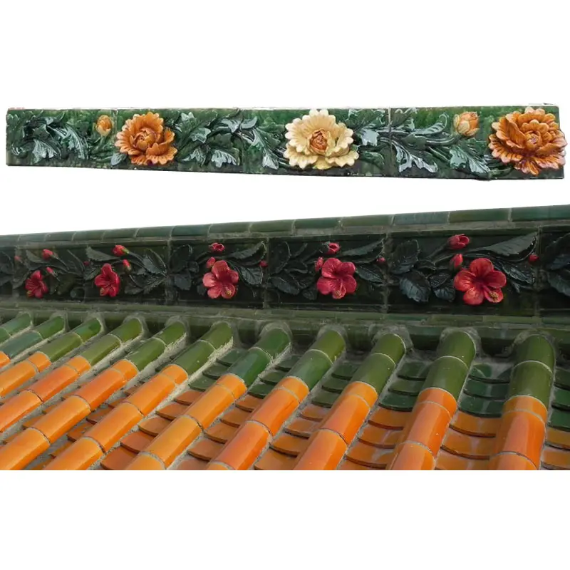 traditional ceramic flower main ridge tile for Chinese ancient roof