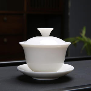 देहुआ बड़ा सिरेमिक अभयारण्य कप चाय का कटोरा अनुकूलित लोगो सफेद चीनी मिट्टी के बरतन मटन वसा जेडे ने आधुनिक चीनी कॉफी और चाय सेट को कवर किया - Product Image 1