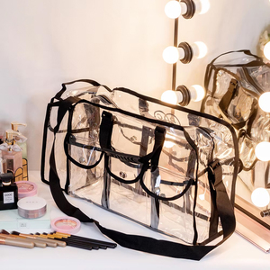 Sac de beauté transparent en <span class=keywords><strong>vinyle</strong></span> holographique personnalisé, sac à fermeture éclair en PVC transparent, sacs de beauté, sac à cosmétiques, sac à main - Product Image 5