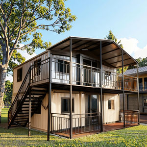 Mewah dihiasi Villa dek ganda wadah dapat diperluas rumah kayu dinding dengan teras jendela Prancis rumah kecil Hotel dibuat baja - Product Image 1