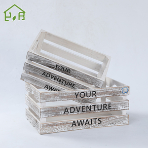 <strong>Hamper</strong> <strong>Basket</strong> <strong>Gift</strong> Distressed Decorative Set of 3 Rectangle <strong>Wood</strong> Crates White <strong>Wood</strong> Drawer Storage <strong>Basket</strong> Customized - Product Image 3