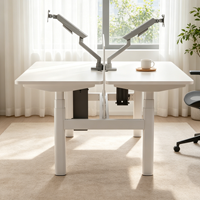 Bureau de travail modulaire PRORIALS en fer moderne pour 2 personnes - Construction métallique durable, poste de travail commercial réglable