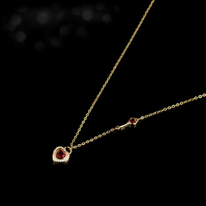 Collar con Colgante en Forma de Corazón, Aleación de Zinc, Chapado en Oro de 14K, Microincrustaciones de Resina, Cadena para Clavícula, Uso Diario - Product Image 2