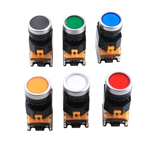 LA38 Interruptor de botón pulsador momentáneo iluminado, cabezal selector giratorio de reinicio automático, botón de parada de emergencia con retención, 10A, tipo hongo, de plástico - Product Image 3