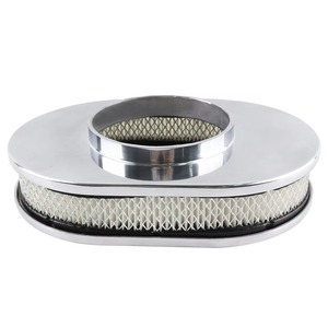 Auso-Racing 12 Inch Oval Aluminum Air Filter <b>Polished</b> <b>Black</b> For Chevrolet Hot Rods - Product Image 5
