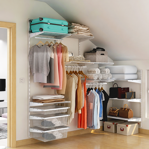 Système d'armoire ouverte, accessoires modulaires, étagère en maille métallique, tringle à vêtements, panier coulissant, porte-pantalons <span class=keywords><strong>pour</strong></span> <span class=keywords><strong>dressing</strong></span> - Product Image 4