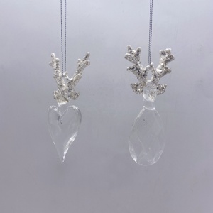 Pendente Ornamentale in Cristallo Trasparente a Forma di Corno di Alce e Angelo per Albero di Natale - Product Image 2