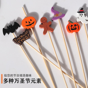 Brochetas desechables de bambú para Halloween, frutas, decoraciones para fiestas, tenedores para frutas, adornos para postres, árboles de Navidad, y - Product Image 4