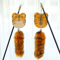 Tongkat Penggoda Kucing Motif Ekor Harimau Grosir Pabrik, Tongkat Penggoda Kucing Motif Zebra Solid, Perlengkapan Hewan Peliharaan, Mainan Kucing
