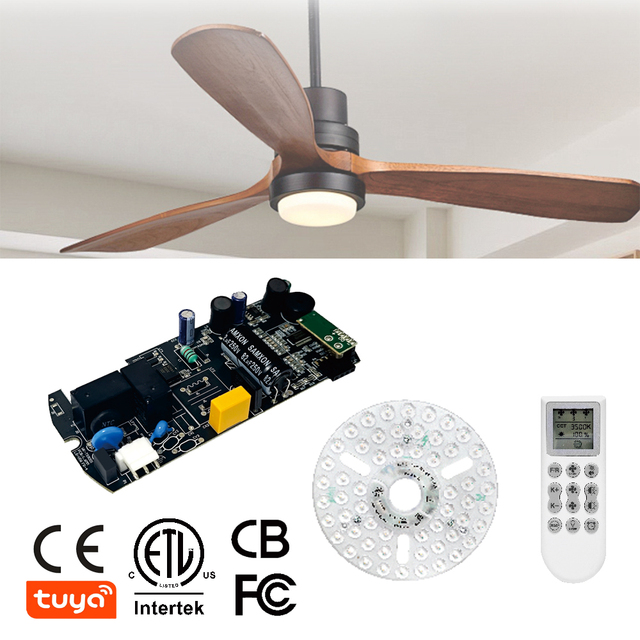 ETL & FCC CE Certified BLDC Ceiling Fan Controller for DC 170V Motor & AC Light Module with RF433 Remote & Tuya APP Control