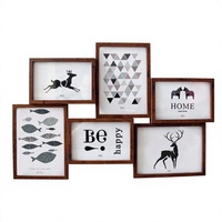Set Bingkai Foto Dinding Kreatif 6-inci 7-inci Multi Panel Kayu Komposit Dekorasi Dinding Amerika 6-panel Dinding Foto