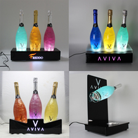 Présentoir rotatif éclairé en acrylique pour bouteille de vin, brillant, en or, pour produits cosmétiques