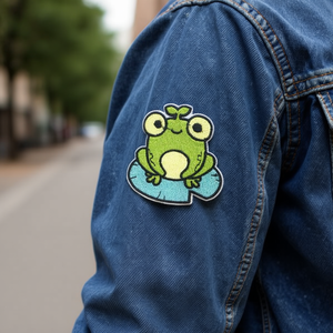 Patch en tissu thermocollant Ilan Frog Design 6,2 cm pour vêtements - Product Image 3