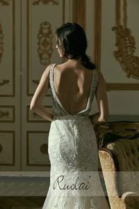 Abiti <span class=keywords><strong>da</strong></span> sposa lunghi a <span class=keywords><strong>sirena</strong></span> con scollo a V in cristallo PWD-H1145 Ruolai - Product Image 4