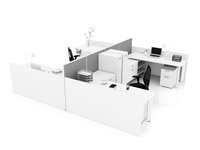 Bureau de travail avec armoire, structure métallique, panneau en tissu, cloison de bureau sur pied, mobilier de bureau