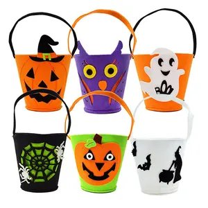 6.5 "Halloween-Feest Geeft De Voorkeur Aan Emmers Met Snoepvilt Met Handvat Voor Trick Or Treat