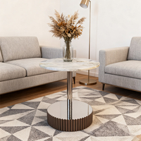 Table basse moderne et minimaliste de luxe, design créatif en marbre et ardoise, petite table d'appoint pour salon, table console
