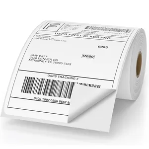 Hot Selling 100*100mm 500 Pieces/Roll Direct Thermal Paper Permanent Adhesive Labels