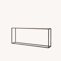 Table console scandinave beige de qualité supérieure avec plateau en pierre et cadre en acier noir à quatre pieds, idéale pour l'entrée, personnalisable OEM/ODM