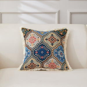 Boho pays style vintage coton et lin taies d'oreiller couleur tissé jacquard canapé oreiller coussin de chevet - Product Image 5