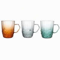 Ensemble de 6 tasses à café réutilisables en verre borosilicate coloré, design moderne fait main, collection Lefu, vente chaude