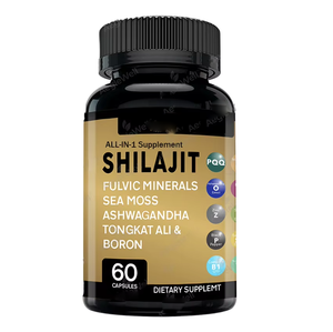 OEM/ODM Factory Supply High Quality Natural Shilajit <b>Capsules</b> <b>Sea</b> <b>Moss</b> Ashwagandha Tongkat Ali for Men 60 Count Support Energy - Product Image 1