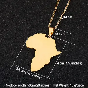 Vente en gros en stock de colliers à pendentif en forme de carte de couple colliers en acier inoxydable pour femmes et hommes collier de cartes d'afrique bijoux