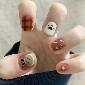 Faux ongles minimalistes courts carrés à paillettes dorées dégradées style français inversé, 24 pièces, pointes d'ongles très vendues - Product Image 2