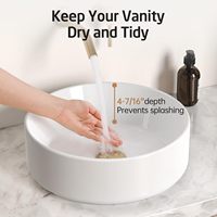 Vasque à poser ronde en céramique, moderne, blanc brillant, facile à nettoyer, pour salle de bain d'hôtel