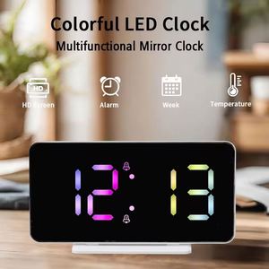 Modern Design LED USB Charging Resin Coastal <b>Desk</b> <b>Clock</b> Factory Direct Sale Smart Digital Alarm Voice Control Calendars - Product Image 2