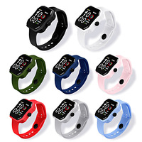 Jam Tangan Digital Sport LED Persegi Warna-warni Grosir, Tahan Air, Layar Sentuh, Pria Wanita, Gelang Sport Kaca