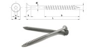 Vis à bois en acier inoxydable galvanisé à tête trompette 14-10x100mm, filetages M3 M2, 50mm 75mm, avec moletage, classe 4