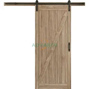 先进的现代设计木框花式室内橡木滑动谷仓门卧室隔断门