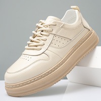 Chaussures de skate en cuir multicolores pour hommes, prêtes à être expédiées, à lacets, semelle épaisse, perforées, antidérapantes, respirantes, pour l'automne, décontractées, à porter au quotidien