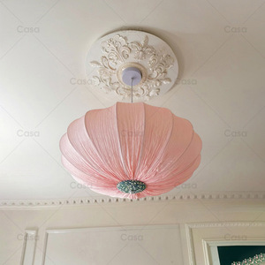 คาซ่าไลท์ติ้งโคมไฟเพดานผ้าสีชมพู 50 ซม. ไฟ LED แบบเปลี่ยนได้ แขวนสไตล์วินเทจสไตล์เจ้าหญิง - Product Image 1