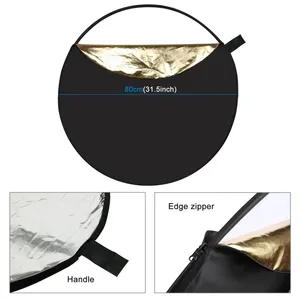 Réflecteur rond portable 5 en 1 de <span class=keywords><strong>80</strong></span> <span class=keywords><strong>cm</strong></span> / 110 <span class=keywords><strong>cm</strong></span> pour la photographie en studio - Product Image 6