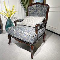 Fauteuil en tissu rétro de style américain, meubles de maison, structure en bois massif, canapé individuel de détente pour salons et chambres
