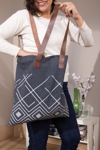 Sac fourre-tout en toile de coton égyptien pour femme, avec fermeture éclair, léger, spacieux, à longues poignées, pour le shopping quotidien, EG Wholesale - Product Image 3