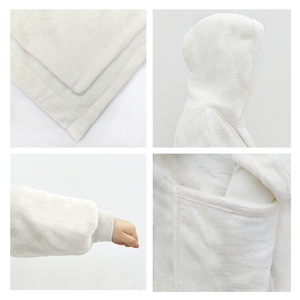 Albornoz largo de franela para mujer con logotipo personalizado al por mayor, terciopelo Coral, colores sólidos, toallas de baño para el hogar para adultos, ropa de dormir, PIJAMAS - Product Image 4