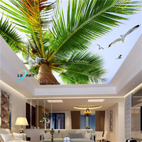 Paneles de Techo Decorativos, Azulejos para Techos Interiores, Diseño de Techo con Hojas Verdes y Cielo Azul Nublado