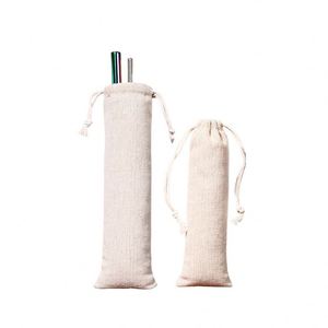 <b>Long</b>-Style Drawstring Cotton <b>Bag</b> with Ribbon Handle Reusable PVC PP Tableware Custom Logo for Chopsticks Knives Forks for Gifts - Product Image 3