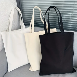 Sac fourre-tout en toile de coton noir et blanc, écologique, tendance, pour étudiants, pas cher - Product Image 2