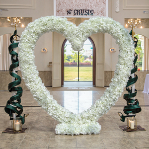 Witte Roze Blauwe Rozen Hortensia Zijden Hartvormige Bloemen Langdurige Aanzoek Hartvormige Stand Bruiloft Boog Bloemstuk Podiumdecoratie - Product Image 1
