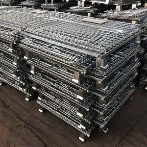 قفص للمستودع ، سلك قابل للطي شديد التحمل ، قفص تخزين مجلفن قابل للطي - Product Image 4