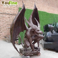 Statue de Gargoyle ailé en bronze coulé grandeur nature, grande sculpture de monstre pour la décoration de parcs, de cours et de jardins