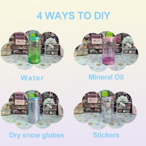 Vaso Snowglobe con agujero preperforado, vaso acrílico Snow Globe de 16 oz, vasos de plástico transparente de doble pared con tapas y pajitas - Product Image 4