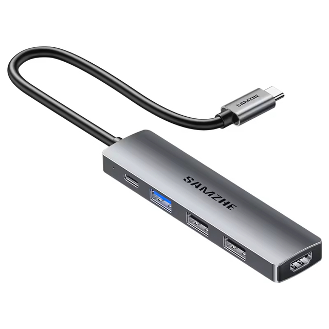 SAMZHE 5-In-1 PD100W Type-C Aluminum Alloy Docking Station Thunderbolt 4 Hub for 4K/60Hz USB Splitter Mini Adapter Laptop Stock