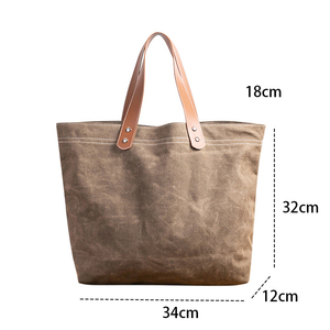 Bolsa de Compras de Lona Reutilizable Personalizada con Logotipo Impreso, Bolsa de Mano Tipo Tote Resistente, Bolsa de Lona Encerada Grande - Product Image 3